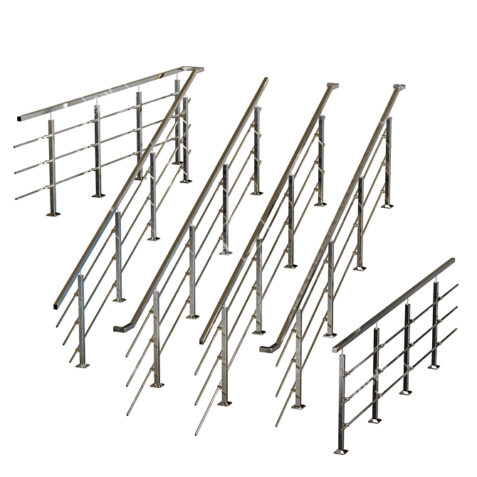 Stainless Steel Stair Railing Kit 3D model image 1