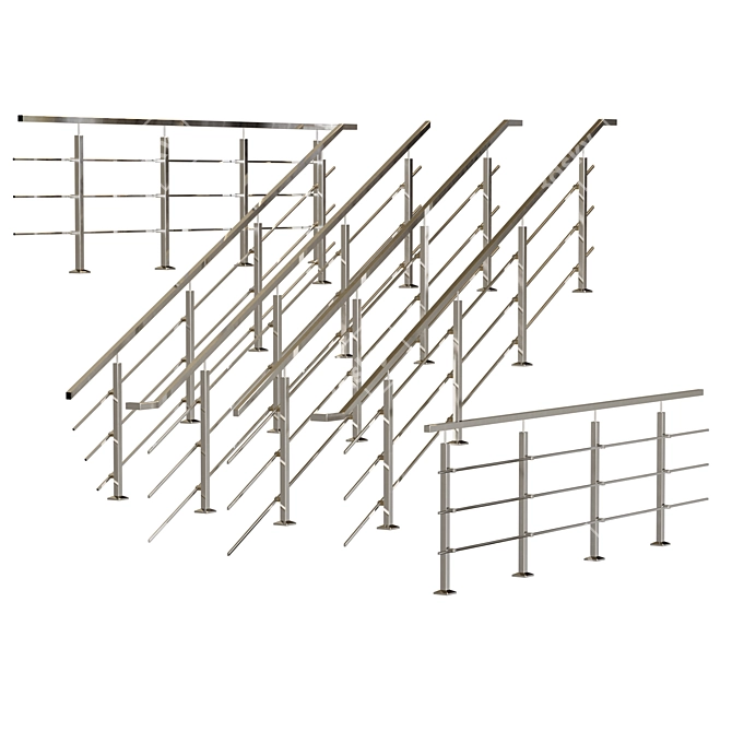 Stainless Steel Stair Railing Kit 3D model image 2