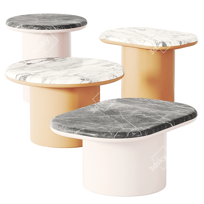 Gemini Metal Stone Table Set 3D model image 1