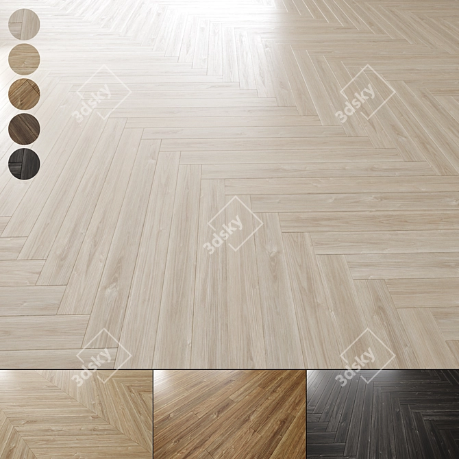 Oak Parquet Flooring 3D Model 3D model image 1