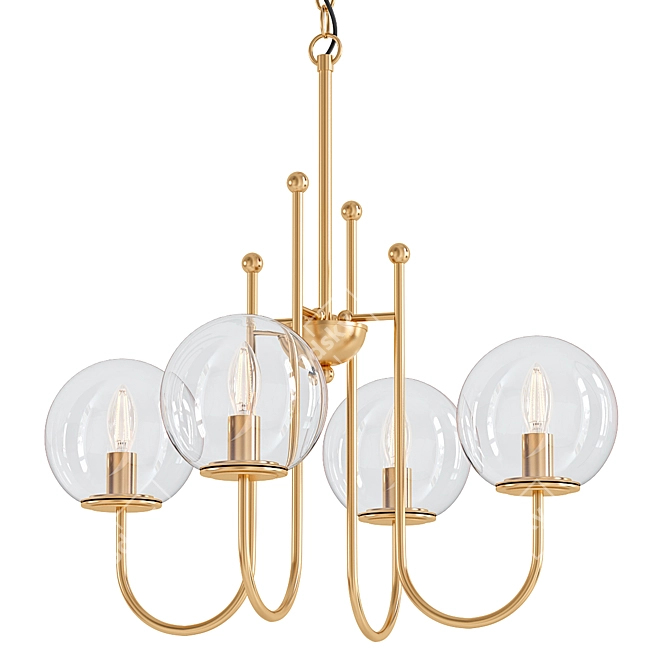 Modern Gold Globe Chandelier Set 3D model image 1