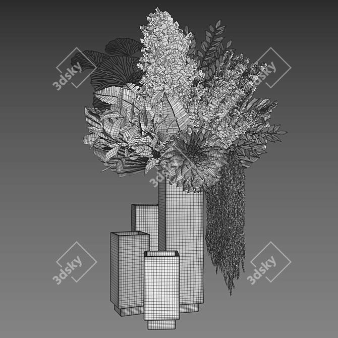 Pampas Gold Leaves Bouquet Set 3D model image 4