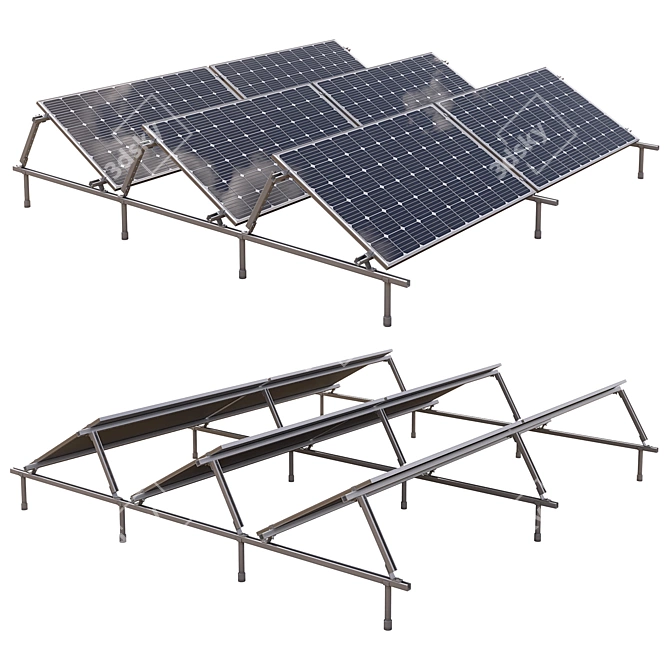 Solar Panels Kit on Metal Frame 3D model image 2