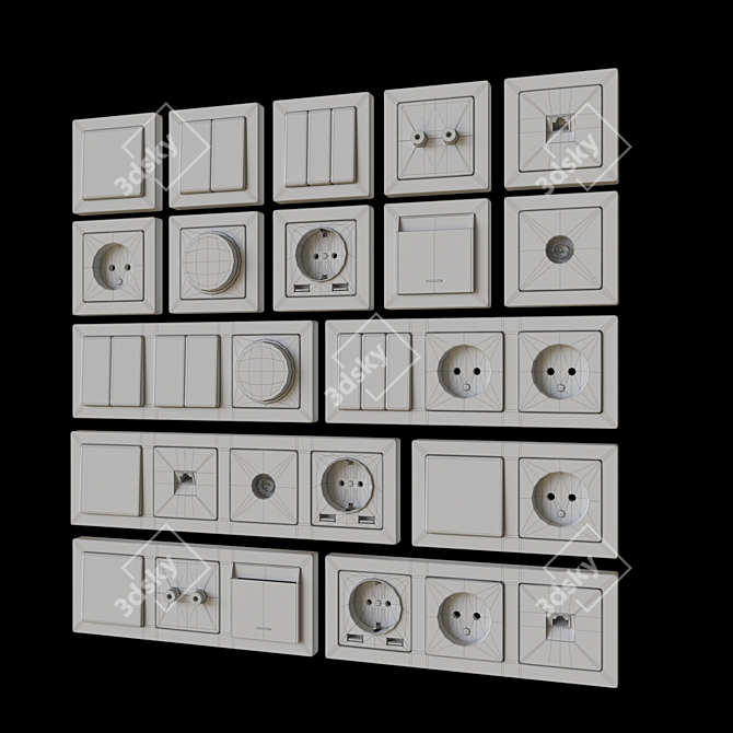 Schneider Electric Socket & Switch Set 3D model image 2