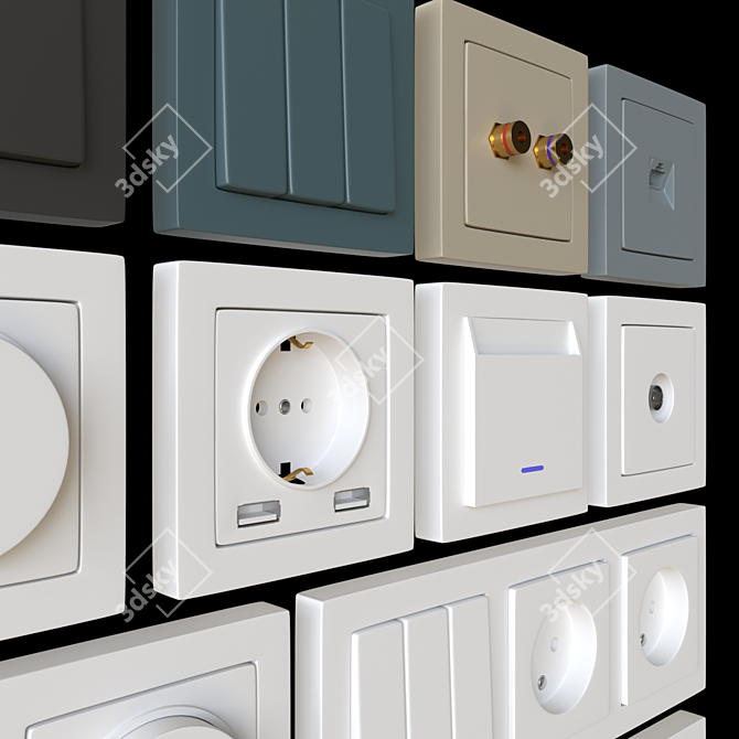 Schneider Electric Socket & Switch Set 3D model image 3