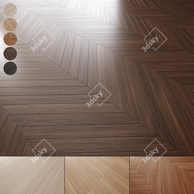 Oak Parquet Flooring Pack 4 Layouts 3D model image 1