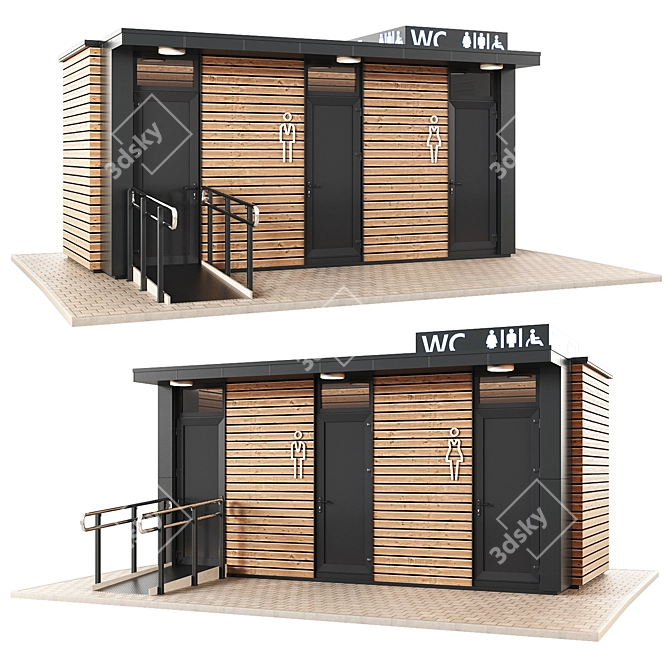 Public Restroom Module 3D model image 1