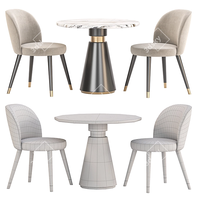 Modern Dining Set Furniture Collection 3D model image 4