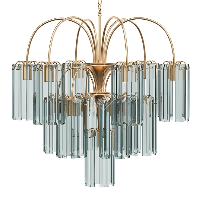 Crystal Cascade Brass Chandelier 3D model image 1