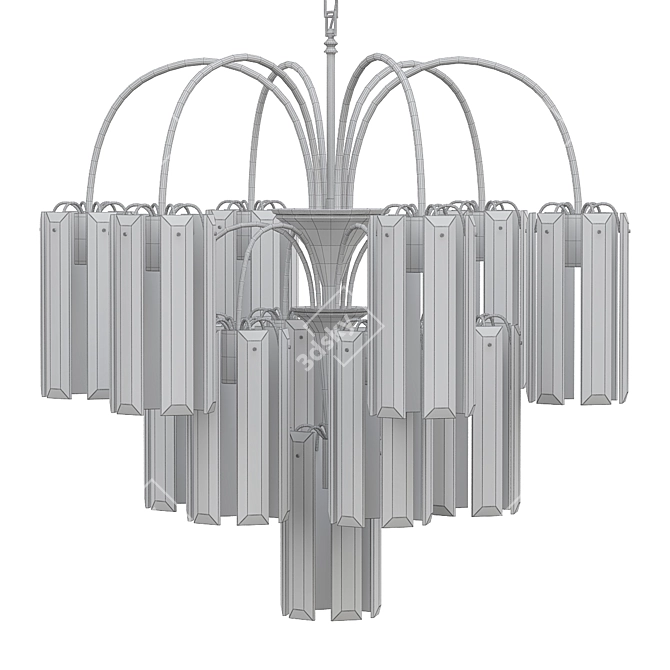 Crystal Cascade Brass Chandelier 3D model image 2