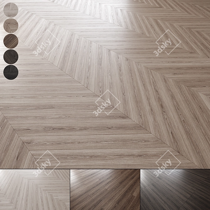 Oak Parquet Floor Texture Pack 3D model image 1