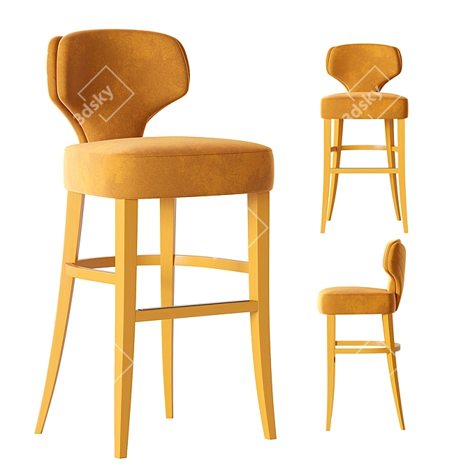 Sleek Modern Melody Bar Stool 3D model image 1