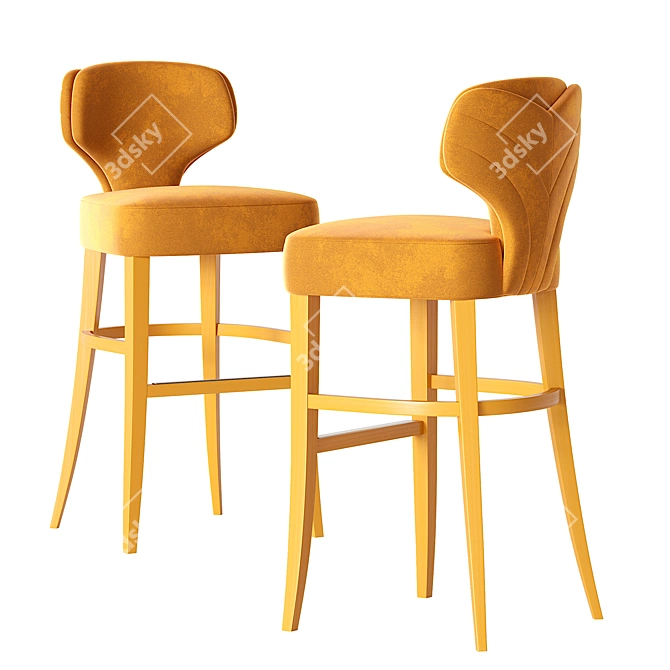 Sleek Modern Melody Bar Stool 3D model image 2