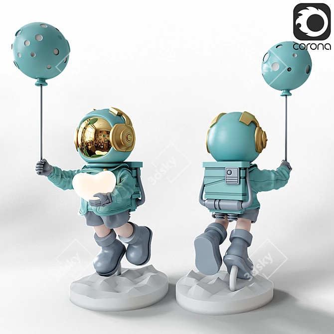 Cosmonaut Decorative Statue in 3 Colors 3D model image 1