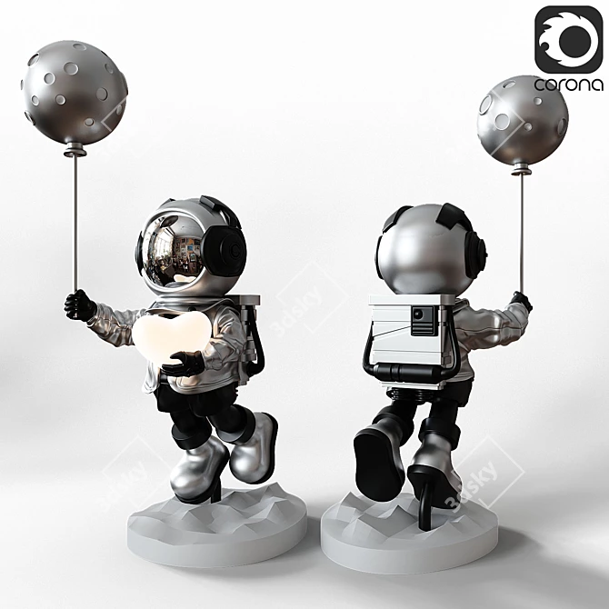 Cosmonaut Decorative Statue in 3 Colors 3D model image 3