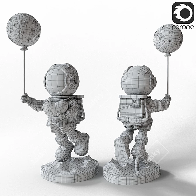 Cosmonaut Decorative Statue in 3 Colors 3D model image 4