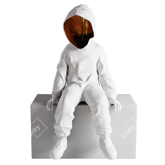 Seated Man Figure Sculpture 36cm 3D model image 1