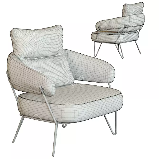 Peppo White Armchair - Kare Design 3D model image 2