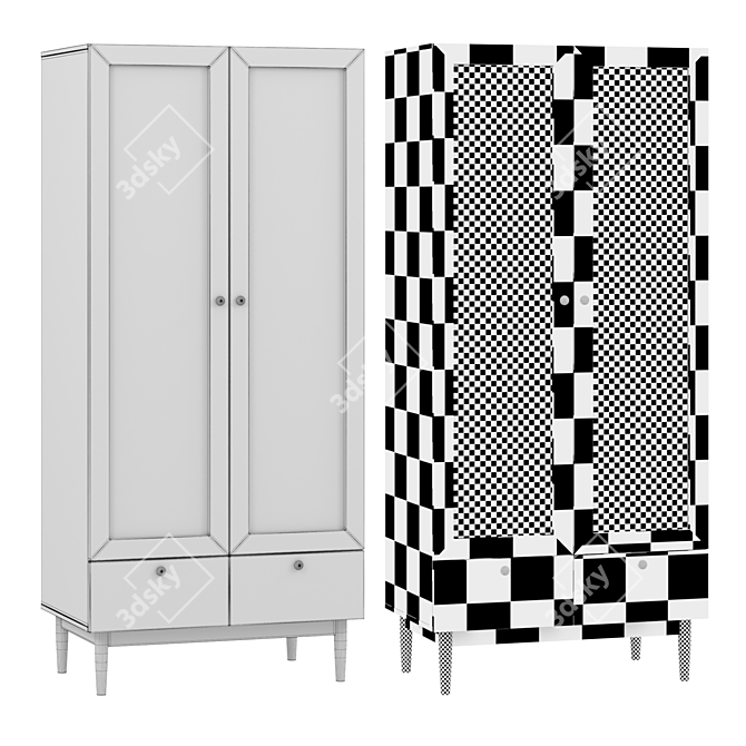 Modern Rustic Wardrobe, 3D Model 3D model image 2