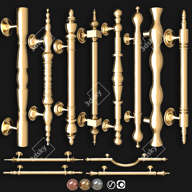 Modern Architectural Door Hardware Collection 3D model image 1