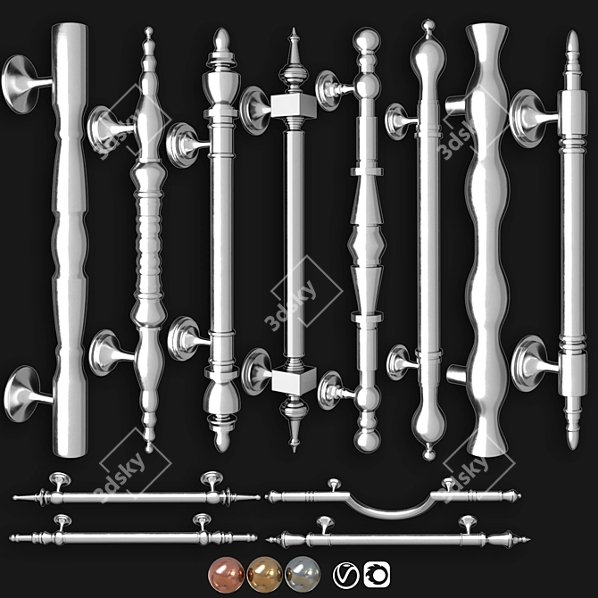 Modern Architectural Door Hardware Collection 3D model image 3