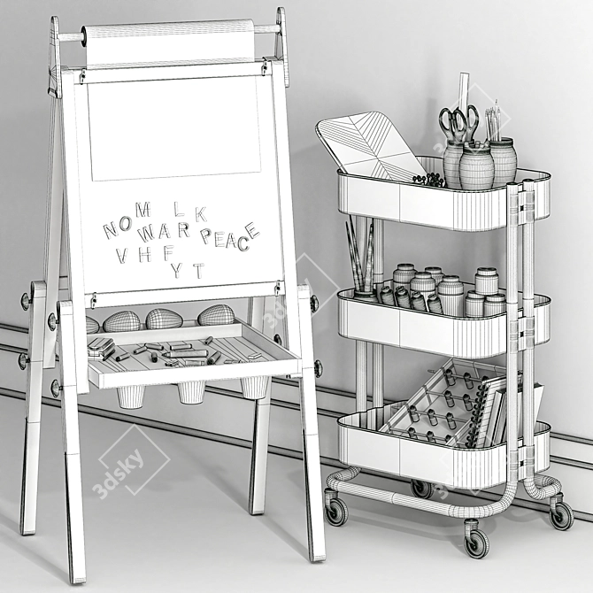 Kids Easel & Raskog Station 3D model image 5