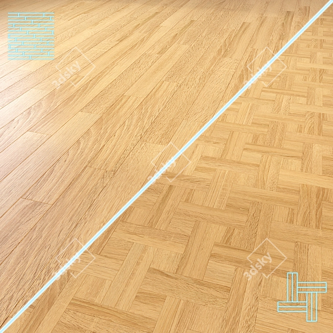 High-Quality Modular Wood Floor 3D model image 1