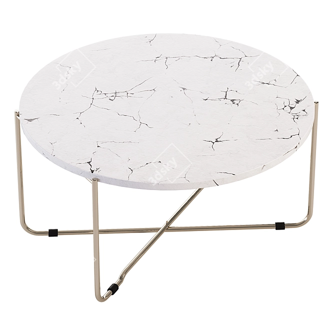 Elegant Marble White Gold Coffee Table 3D model image 1