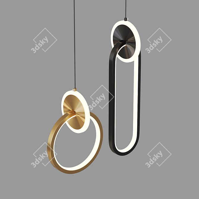 Halo Disk Pendant Light 3D model image 2