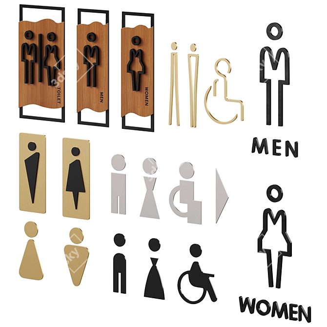 Etsy Bathroom Door Signs 3D model image 1