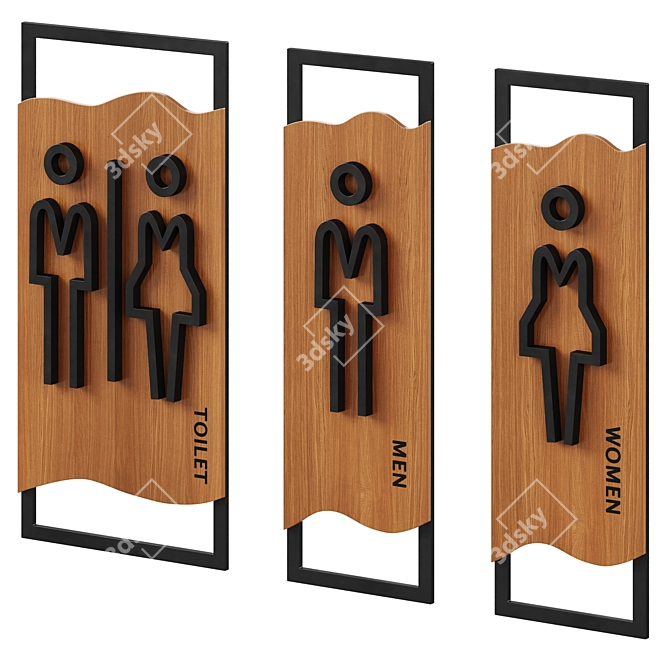 Etsy Bathroom Door Signs 3D model image 5