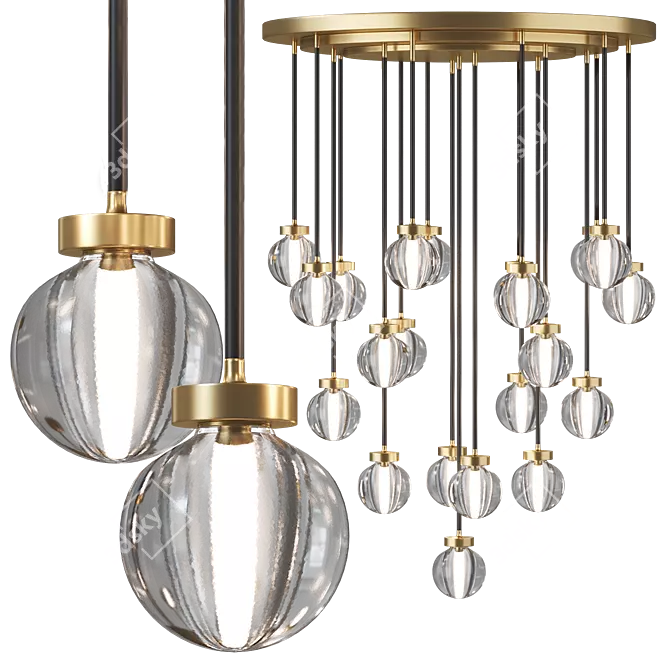 Elegant Namibia Pearl Chandelier 3D model image 1