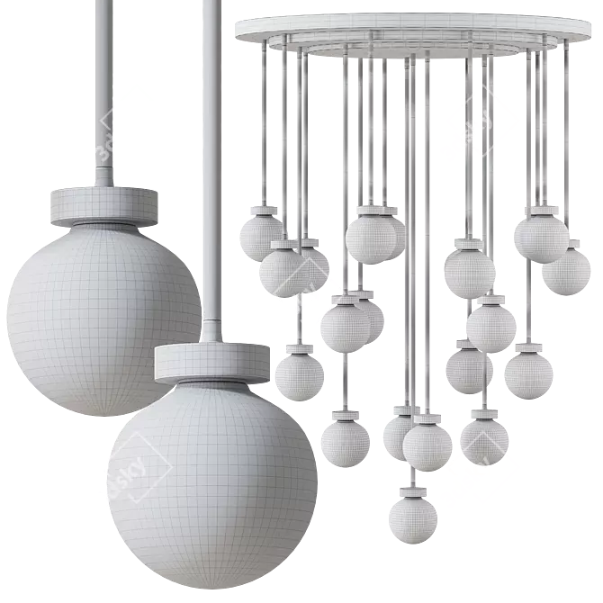 Elegant Namibia Pearl Chandelier 3D model image 4