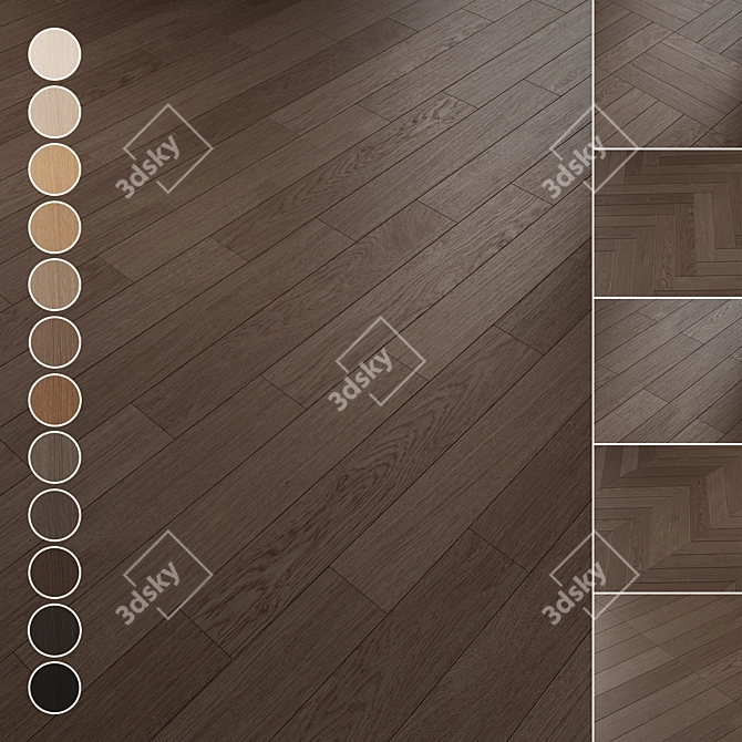 Oak Parquet Flooring Collection 3D model image 1