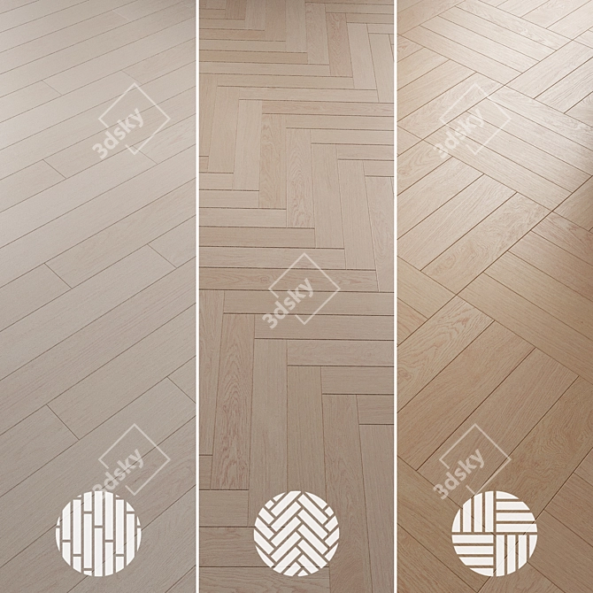 Oak Parquet Flooring Collection 3D model image 2