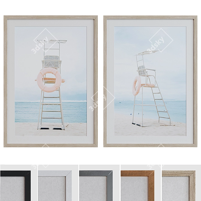 Beach Tower Picture Frame Set 3D model image 1