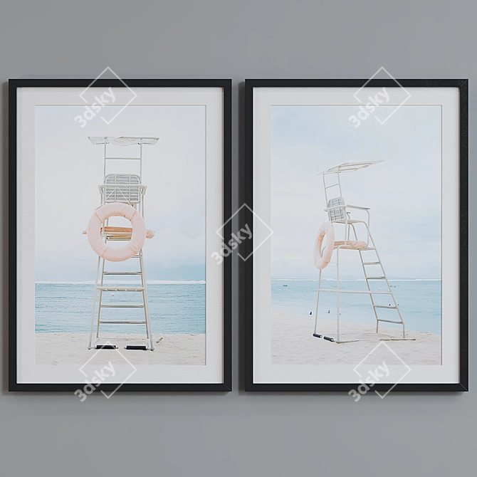 Beach Tower Picture Frame Set 3D model image 2