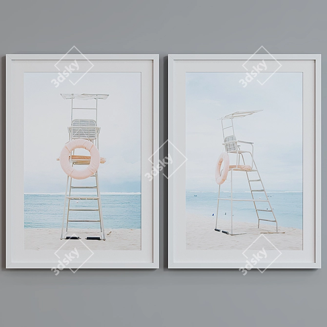 Beach Tower Picture Frame Set 3D model image 3