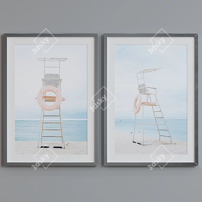 Beach Tower Picture Frame Set 3D model image 4