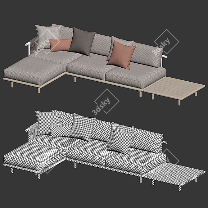 Contemporary Outdoor Lounge Set 3D model image 4