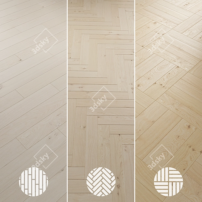 Oak Parquet Flooring Collection 3D model image 2