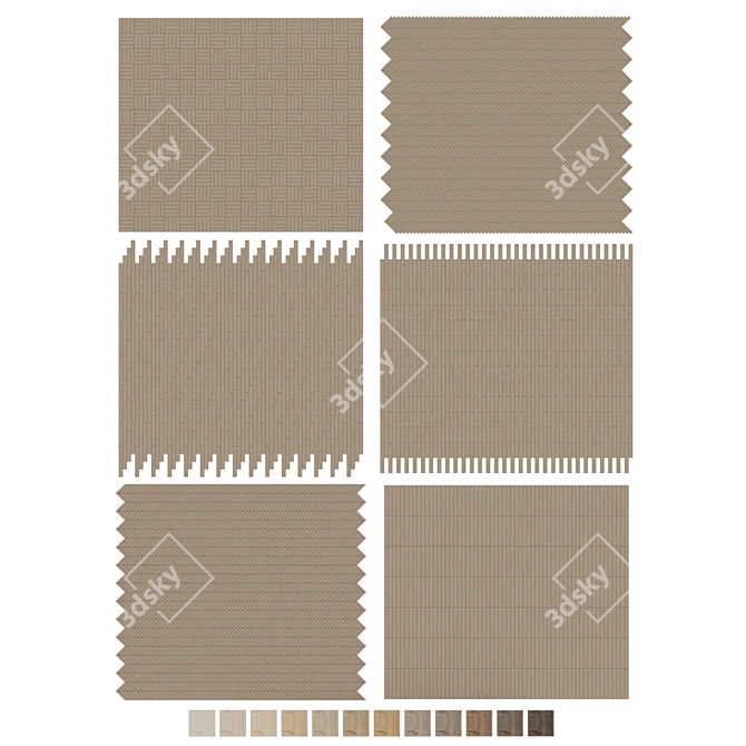 Oak Parquet Flooring Collection 3D model image 7