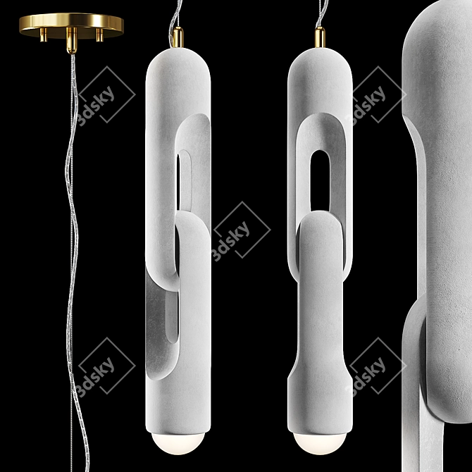 Sleek Jumeau Concrete Pendant Light 3D model image 1