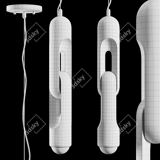 Sleek Jumeau Concrete Pendant Light 3D model image 3