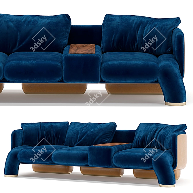 Modern Three-Seater Sofa Support 3D model image 1