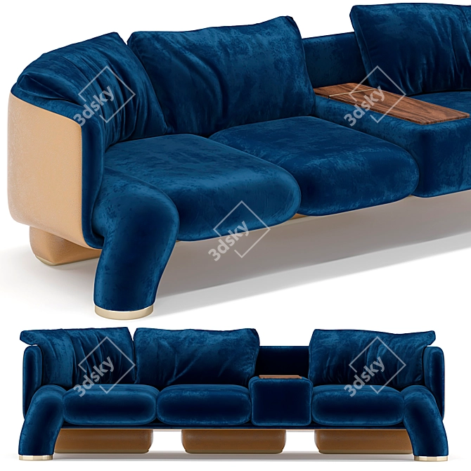 Modern Three-Seater Sofa Support 3D model image 2