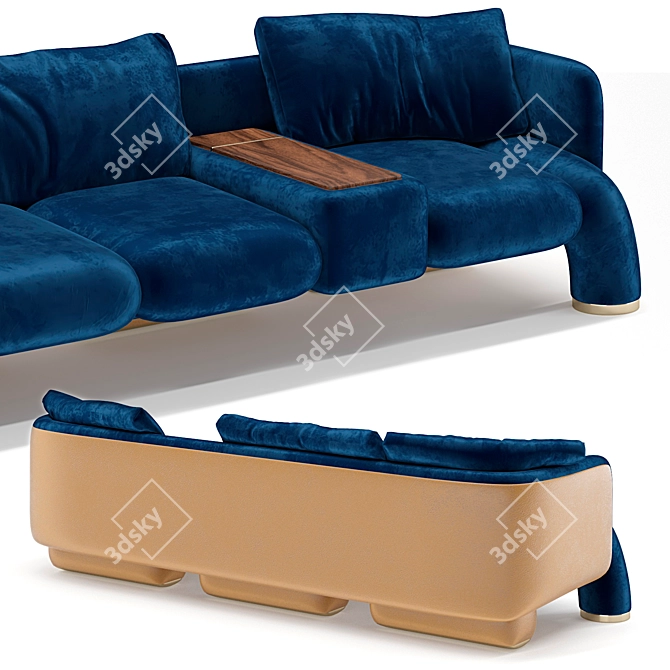 Modern Three-Seater Sofa Support 3D model image 3