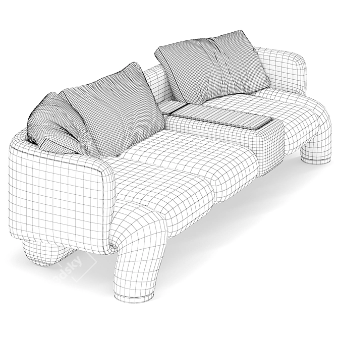 Modern Three-Seater Sofa Support 3D model image 5