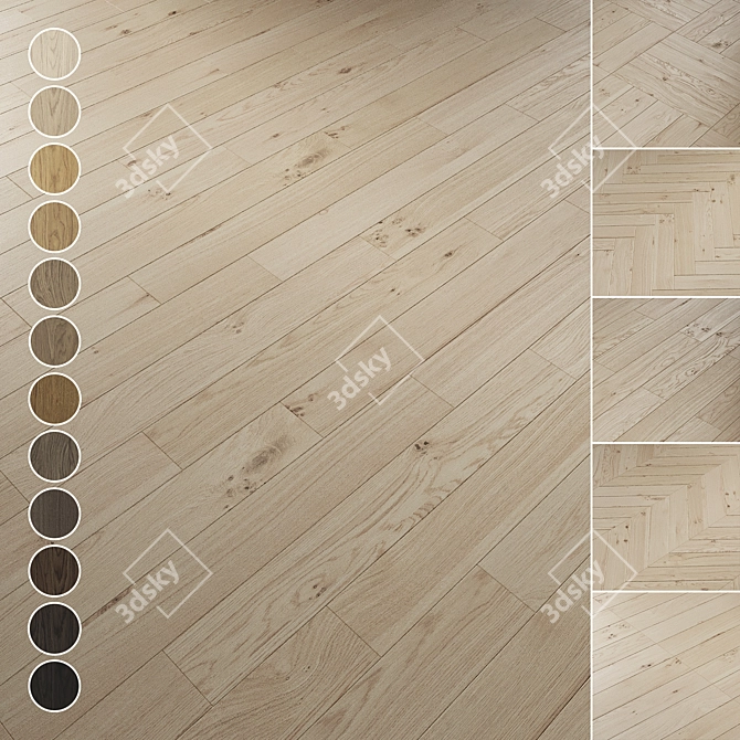 Oak Parquet Flooring Collection 3D model image 1