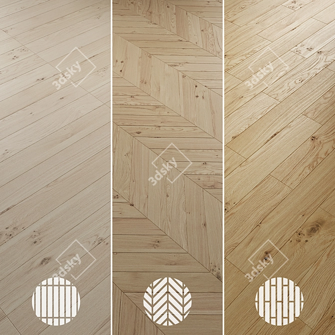 Oak Parquet Flooring Collection 3D model image 3